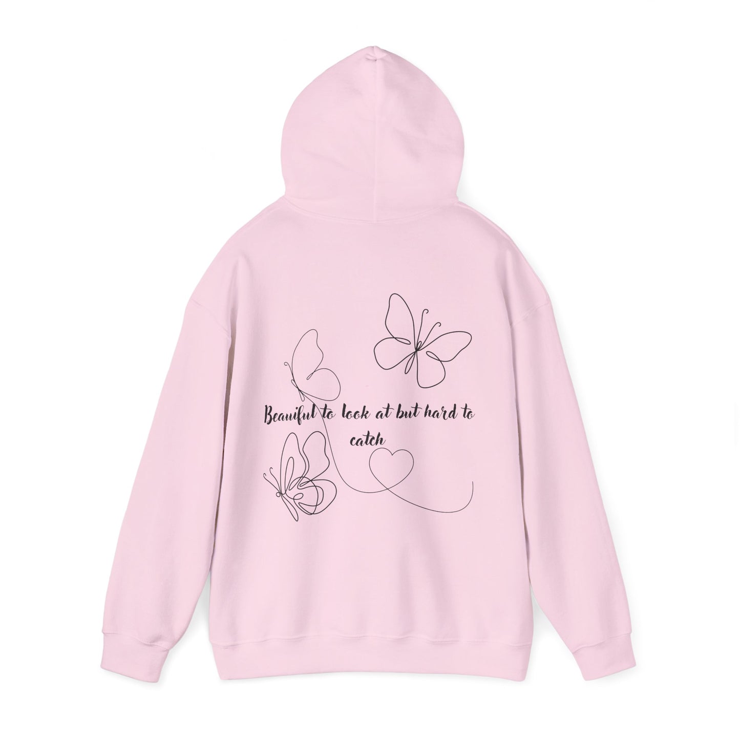 Butterfly Line Art Hoodie — "Beautiful to look at but hard to catch" Back Graphic
