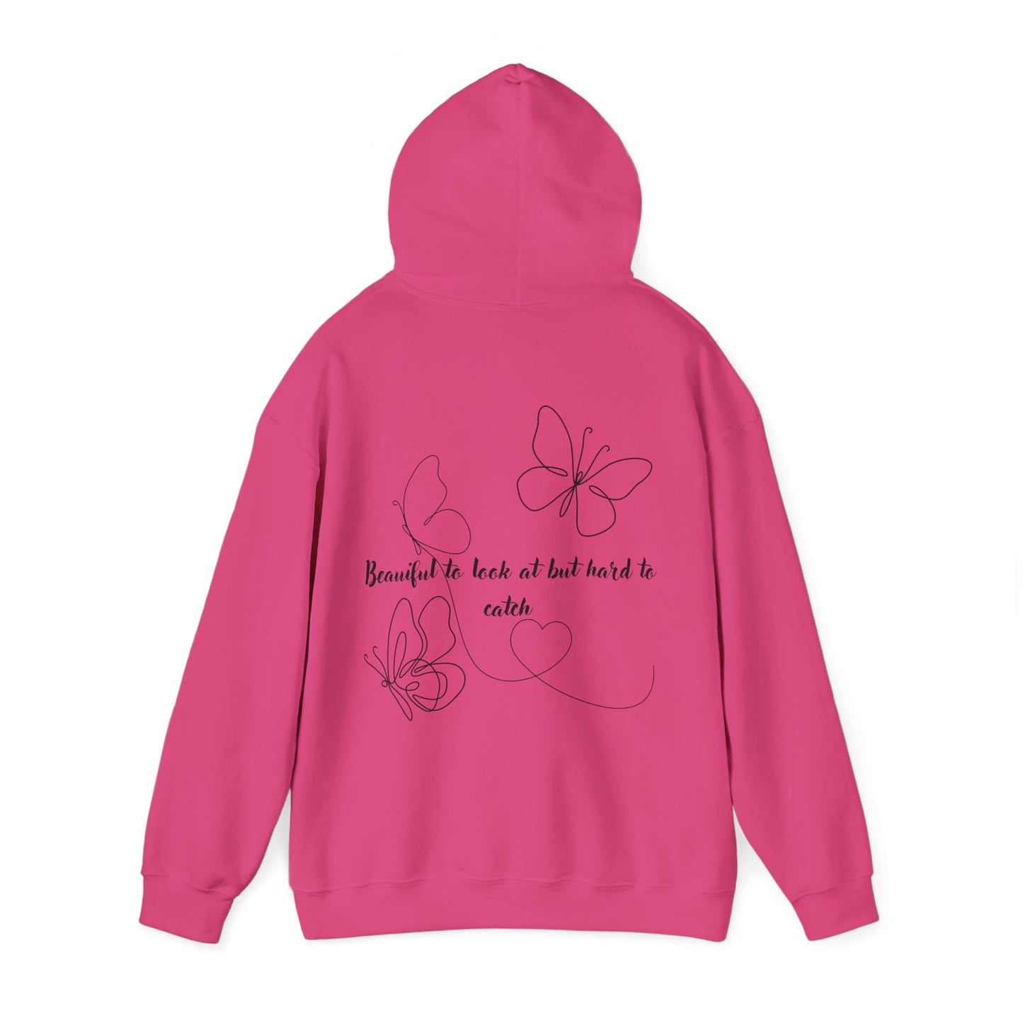 Butterfly Line Art Hoodie — "Beautiful to look at but hard to catch" Back Graphic