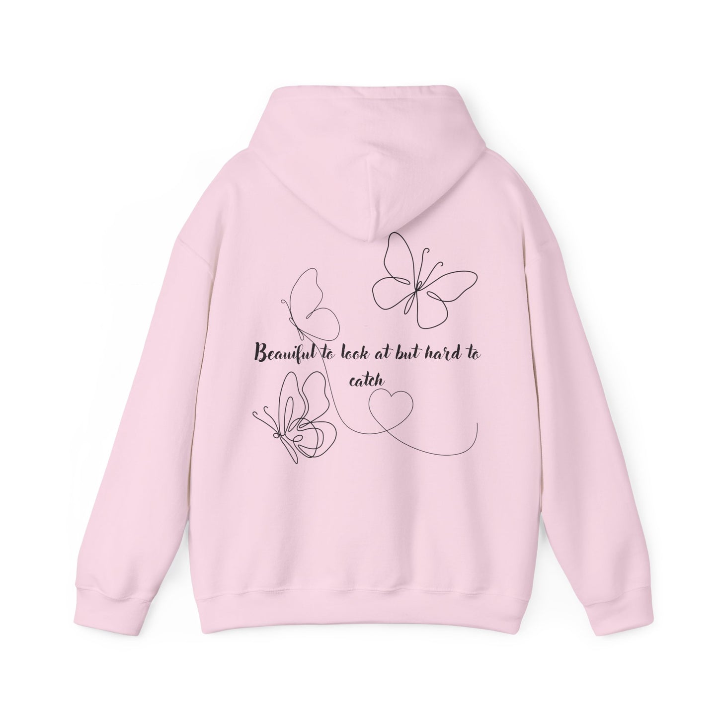 Butterfly Line Art Hoodie — "Beautiful to look at but hard to catch" Back Graphic