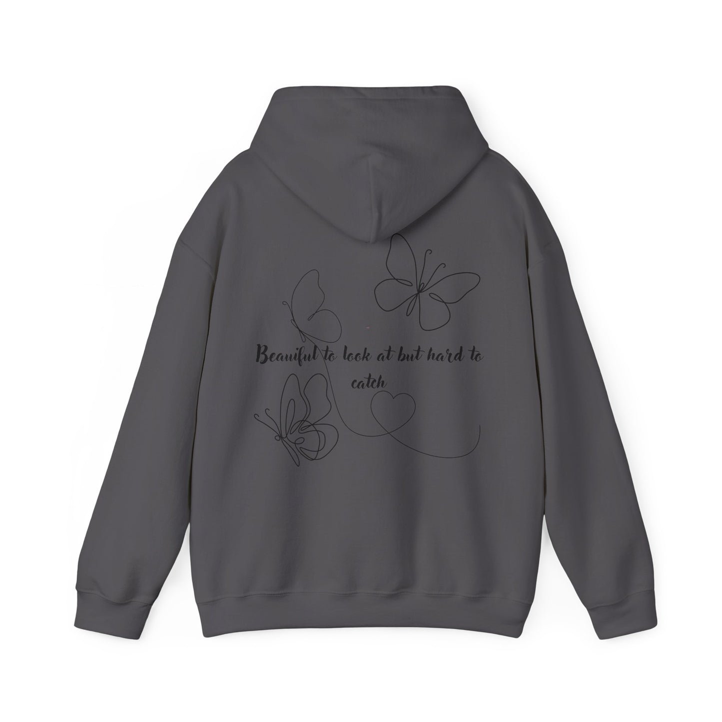 Butterfly Line Art Hoodie — "Beautiful to look at but hard to catch" Back Graphic