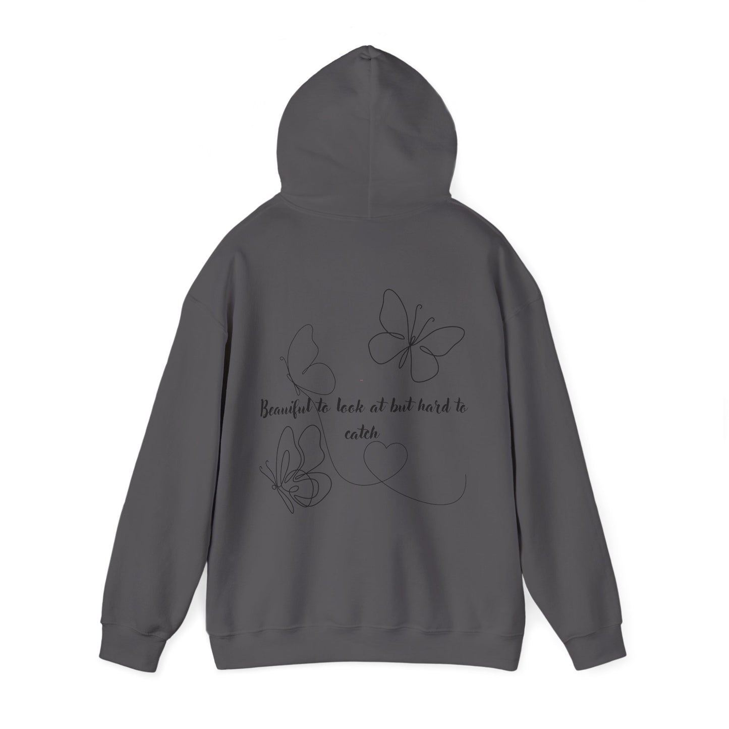 Butterfly Line Art Hoodie — "Beautiful to look at but hard to catch" Back Graphic