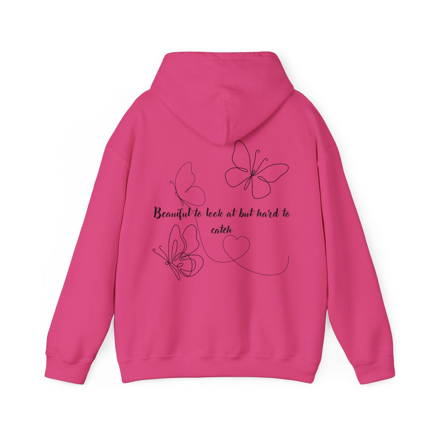 Butterfly Line Art Hoodie — "Beautiful to look at but hard to catch" Back Graphic