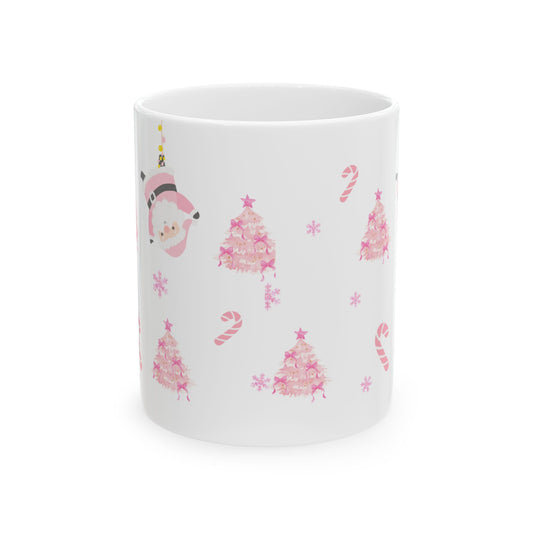 Pink Santa ceramic mug